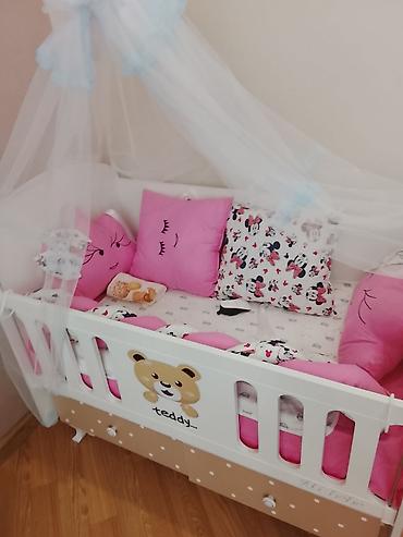 1 ay usaq sekilleri: Uşaq beşiyi – “Teddy” dizaynı - Material: ağ rəngli taxta/gözəl — 1
