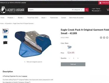 Putni koferi i torbe: *** AKCIJA *** #0904 FOLDER ZA GARDEROBU Eagle Creek Pack-It Folder; — 12