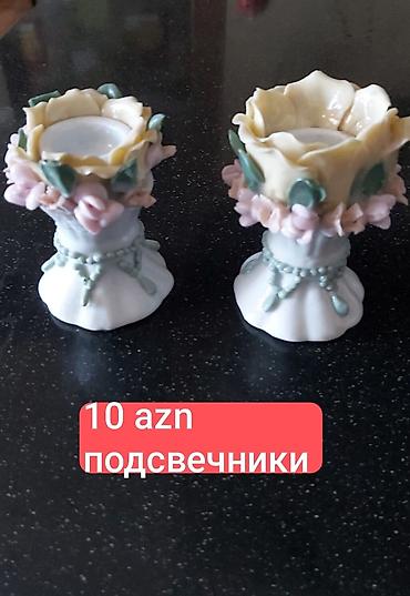 ad günü şamları: Dekorativ şamqabı dəsti - Material: keramika/porcelan - Dizayn: gül — 1