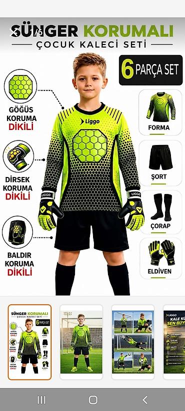 dəst geyimlər: Uşaq qapıçı dəsti – Liggo markası, 6 parça set Tərkib: - Forma — 1