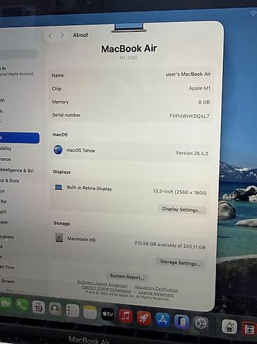 Ноутбуки Apple (MacBook): Б/у Macbook Air 13, Silver, M1, 8gb, 256gb, 220 циклов зарядки, 91% — 7