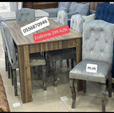 kleksan 0.4 qiymeti: Qonaq otağı üçün, Yeni, Açılmayan, Dördbucaq masa, 6 stul