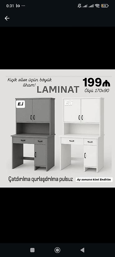 perla stol: Düz masa, Stulsuz, Polkalı, Siyirməli, Sadə laminat — 1