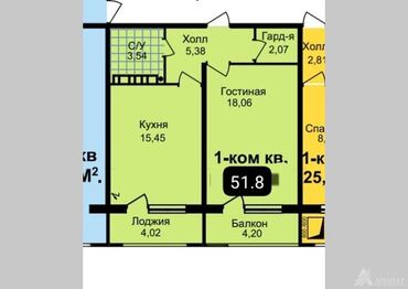 Продажа квартир: 1 комната, 52 м², Элитка, 2 этаж, ПСО (под самоотделку)