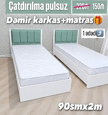 usaq dosək: Tək nəfərlik çarpayı – dəmir karkas + matras komplekti — 1