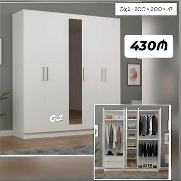 Ağ rəngdə çoxfunksiyalı paltar dolabı - Ölçü: 200 × 200 × 47 sm - Ön