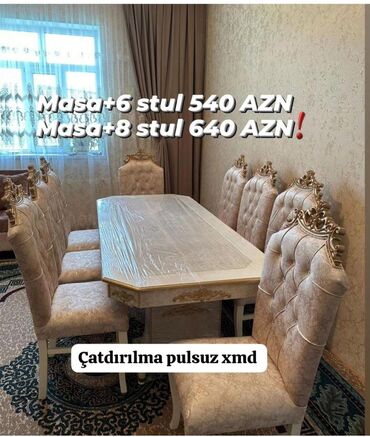 Masa və oturacaq dəstləri: Qonaq otağı üçün, Yeni, 6 stul