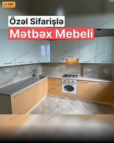 Özəl sifarişlə hazırlanmış mətbəx mebeli - Dizayn: L formalı