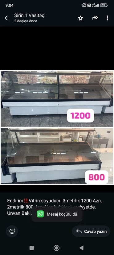 Qonaq otağı dəstləri: Endirim‼️Vitrin soyuducu 3metrlik 1200 Azn. 2metrlik 800 Azn. Her biri