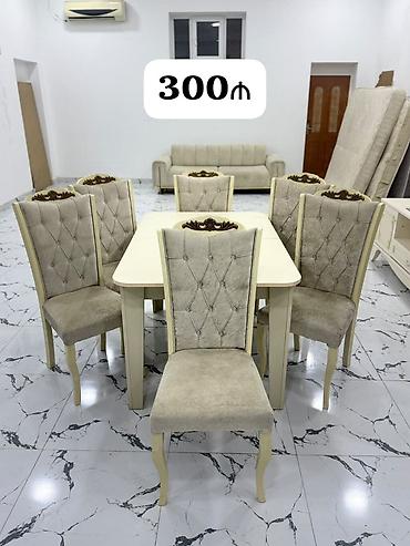 ustular: Masa dəsti – 300₼ - 6 nəfərlik dəst: 1 masa + 6 oturacaq - Masa — 1