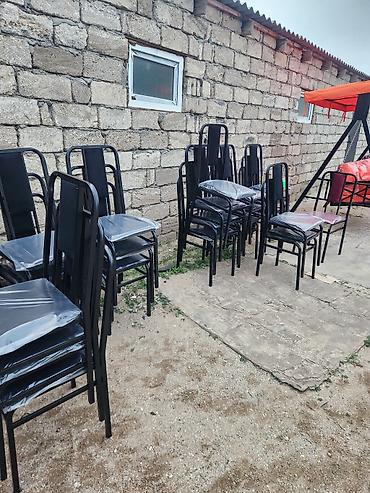 kafe stullari: Metall çərçivəli yığılabilən stullar - Rəng: qara (oturacaq və bel — 2