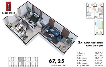 67: 2 комнаты, 67 м², Технопарк Элитка, 7 этаж, ПСО (под самоотделку) — 4