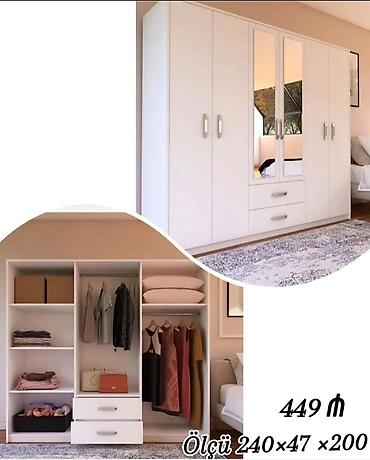 Ağ rəngli 5 qapılı paltar dolabı - Ümumi ölçü: 240 × 47 × 200 sm - Ön lalafo.az -da Ağ rəngli 5 qapılı paltar dolabı - Ümumi ölçü: 240 × 47 × 200 sm - Ön