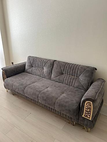divanar: Qonaq otağı üçün zərif dizaynlı 3 nəfərlik divan. - Rəng: qrafit/boz — 1