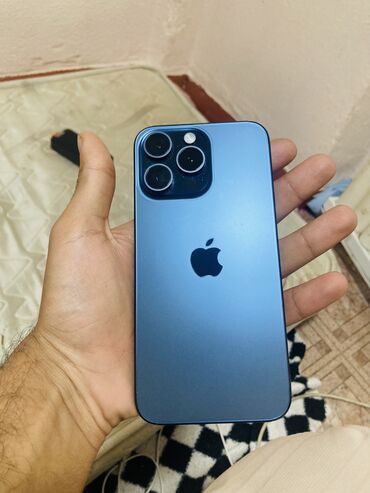 Apple iPhone: IPhone 15 Pro Max, Б/у, 256 ГБ, Blue Titanium, Зарядное устройство, Чехол, Кабель, 91 %