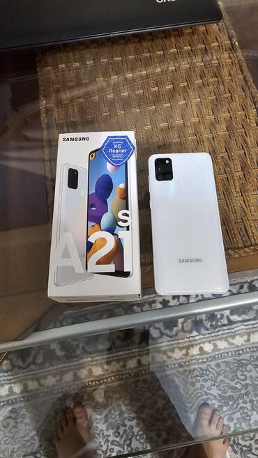 самсунг тел: Samsung Galaxy A21S, Б/у, 64 ГБ, цвет - Белый, 2 SIM