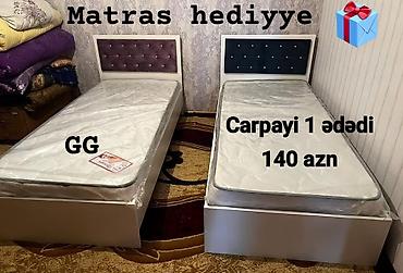 il: Tək nəfərlik çarpayılar – başlıq hissəsi düyməli dizaynla, ağ korpus — 1