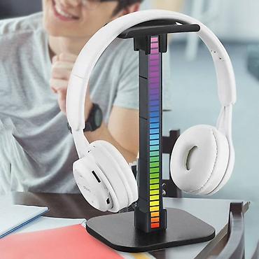 dinami: RGB LED işıqlandırmalı qulaqcıq stendi - Masaüstü üçün estetik və — 3