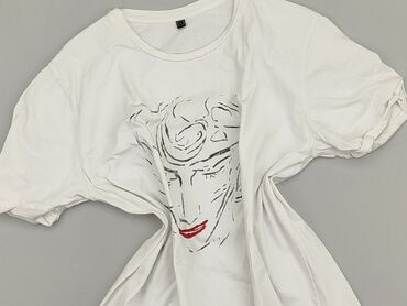 białe letnie bluzki damskie: T-shirt, L, stan - Dobry