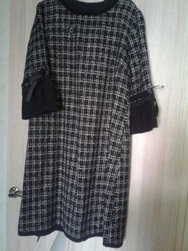 женские платья из двунитки: 2XL (EU 44), цвет - Черный