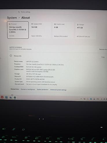 ram 4: İşlənmiş ASUS TUF Gaming, 14.3 ", Intel Core i7, 512 GB, Pulsuz çatdırılma — 3