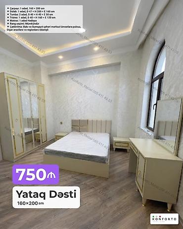 Дом и сад: Yataq Dəsti – 160×200 sm (750) Dəst tərkibi və ölçülər: - Çarpayı: 1 — 1