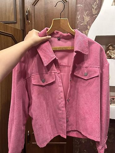 Qadın geyim dəsti – 4 parça 1) Çəhrayı korduroy jaket - Qısa kəsim