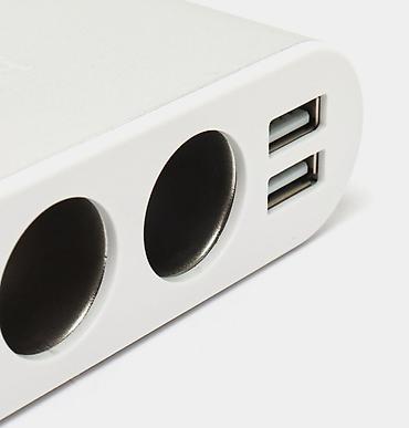 автозарядка: Авто зарядка разветвитель REGRSI С-13 LCD one-pull-three + 2 USB White — 2