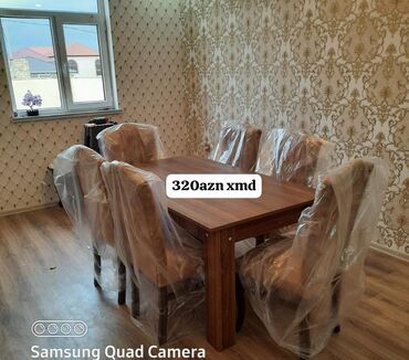 стеклянный обеденный стол: Qonaq otağı üçün, Yeni, Açılmayan, Dördbucaq masa, 6 stul