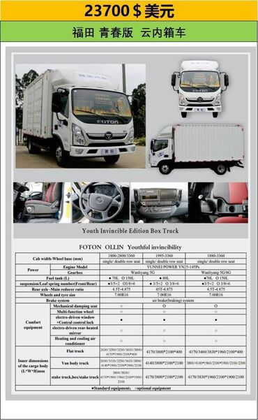 китайские грузовики: Грузовик, Foton, Стандарт, 7 т, Новый
