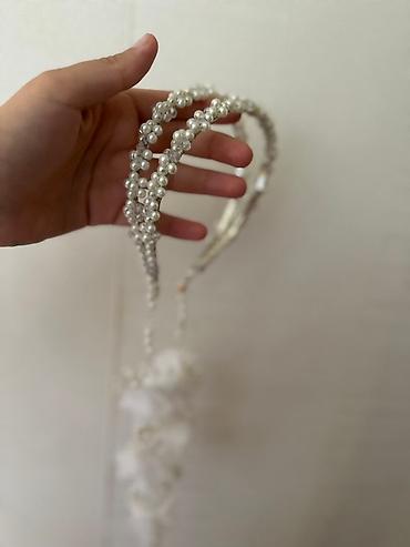 Bijuteriya: Məhsul: İnci bəzəkli abadok (asqılı/saçdan sallanan güllü dizayn) — 3