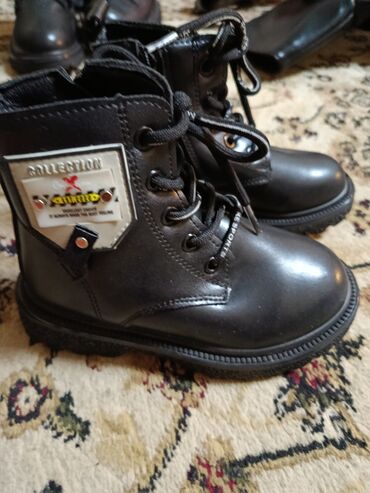 детская коляска 3 в 1: Детские демисезонные/зимние ботинки, черные,маломерят - Размер: 29