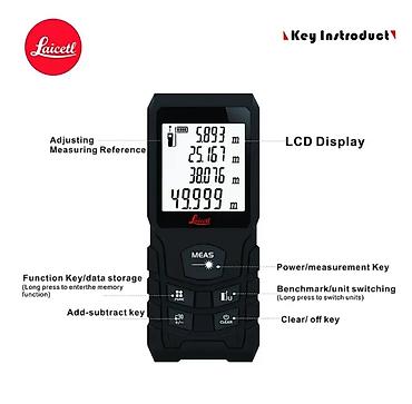 nemački ručni alat: Lazerni daljinomer Laicell - Ekran: 2" LCD sa pozadinskim — 4