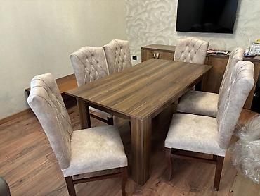 mdf panel: Qonaq otağı üçün, Yeni, Açılmayan, Dördbucaq masa, 6 stul — 2