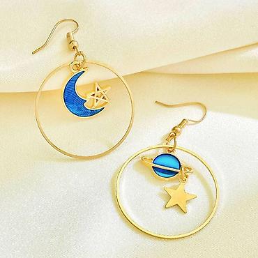 la luna: Серьги сөйкөлөр “Космос” Подвески ✨ Оригинальные асимметричные серьги — 4