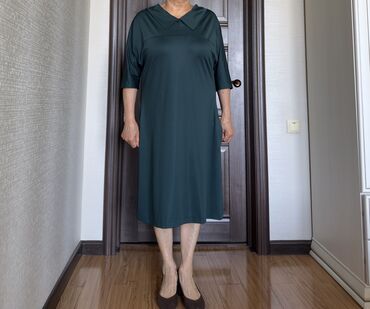 бордовые джинсы женские: Күнүмдүк көйнөк, Туркия, Күз-жаз, Узун модель, Вискоза, 3XL (EU 46)