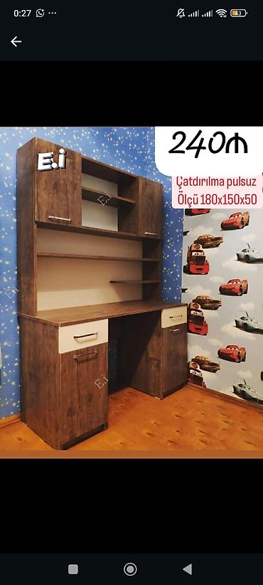 qaş stolu: Düz masa, Stulsuz, Polkalı, Siyirməli, Teksturalı laminat — 1
