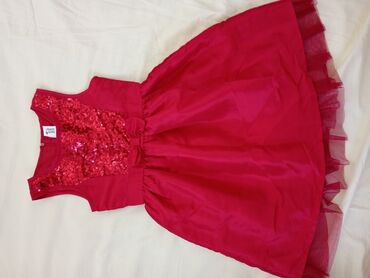 crvena svecana haljina: Midi, Bez rukava, 128-134