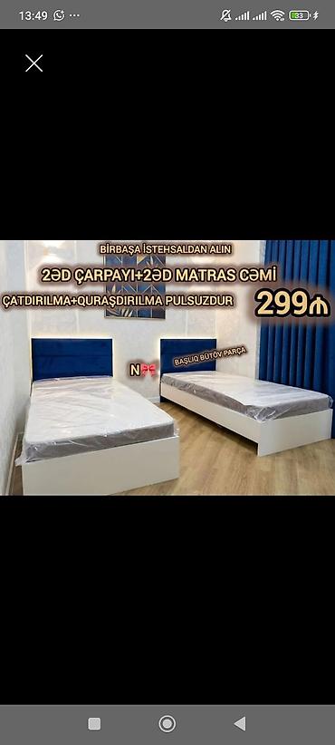 ucuz tek kravatlar: Məhsul: 2 ədəd çarpayı + 2 ədəd matras komplekti Xüsusiyyətlər: - — 1
