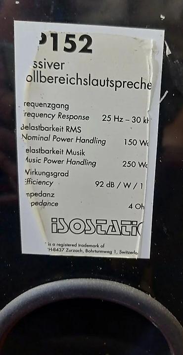 Zvučnici i stereo sistemi: ACR Isostatic RP152 - 150W-250W 4 Ohm - 25Hz-30kHz-92dB-W-1m. Hvala — 1