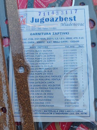 štitnik od sunca za auto: Garnitura dihtunga Lada 2106, Lada 2121 Niva. Novo. Proizvodjac — 2