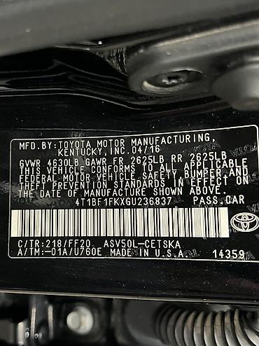 Toyota: Toyota Camry: 2016 г., 2.5 л, Автомат, Бензин, Седан — 13