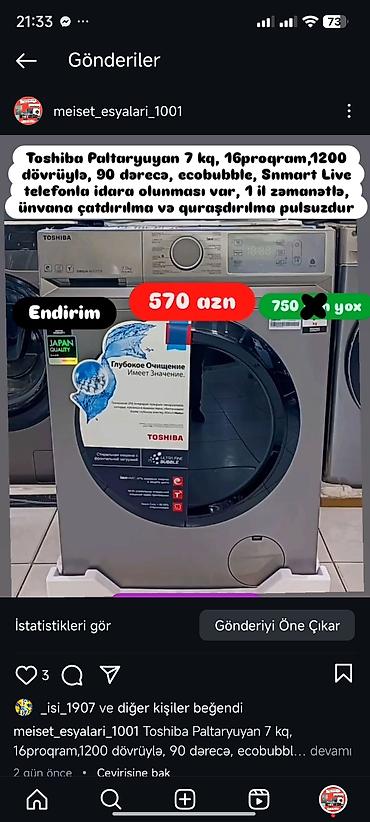 Paltaryuyan maşınlar: Paltaryuyan Anbardan satiş.Qimətlər aşagida qeyd olunub.Ünvana — 29