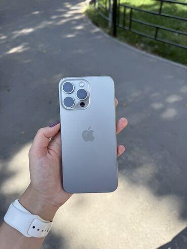 Apple iPhone: IPhone 15 Pro Max, Колдонулган, 256 ГБ, Natural Titanium, Кабель, Коргоочу айнек, Куту, 87 %