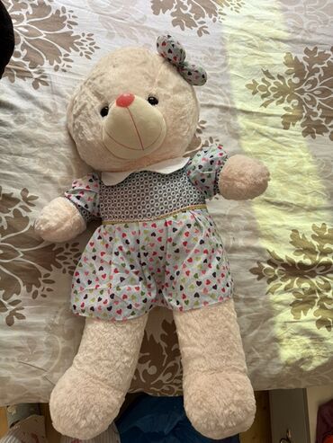 светящийся spinner (спиннер): Böyük ölçülü yumşaq oyuncaq ayı balası. - Rəng: krem-bej tüklü