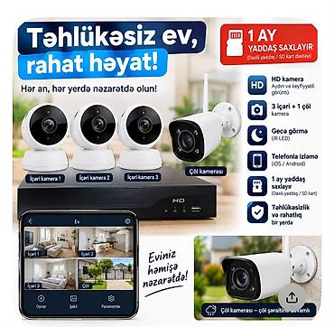 usb: HD video müşahidə sistemi – 3 ədəd daxili IP kamera + 1 ədəd çöl — 1