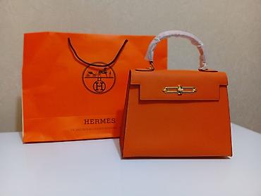 Сумка Hermes Kelly, оранжевая. - Материал: зернистая кожа (Epsom по