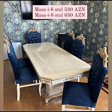 arkalar: Qonaq otağı üçün, Yeni, Açılmayan, Dördbucaq masa, 6 stul — 1