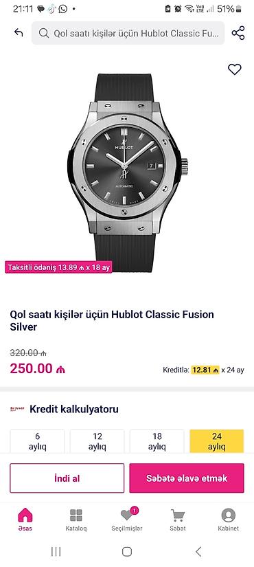 smart saati: İşlənmiş, Qol saatı, Hublot, rəng - Qara — 8