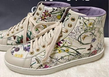 обувь белая: Кеды gucci (реплика, кожа и ткань) размер 37, в отличном состоянии